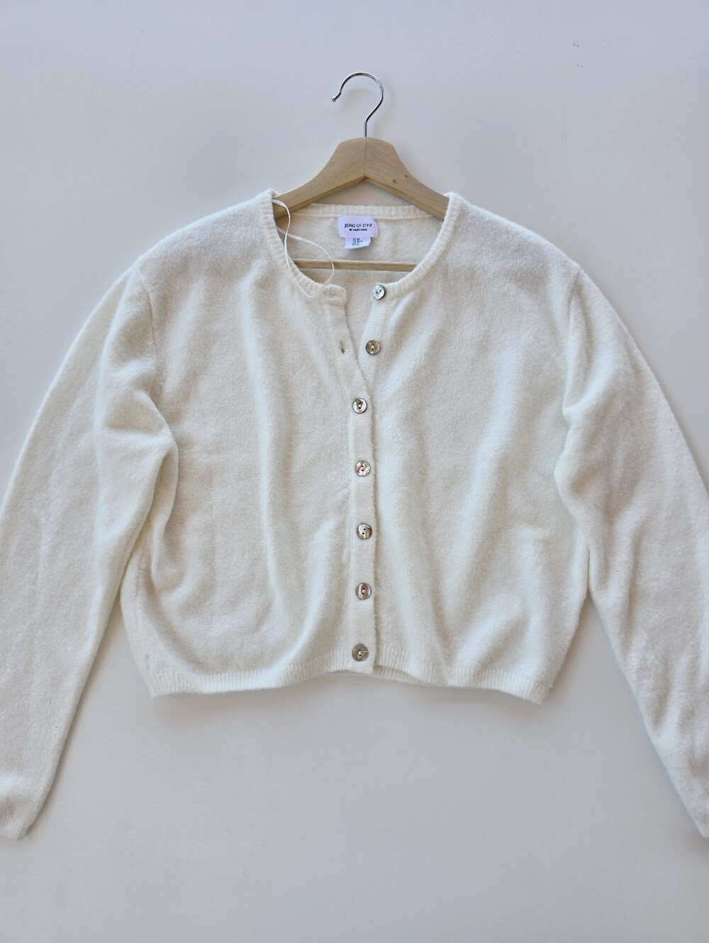 Song Of Style By Aimee Song Ivory Cropped Button Front Cardigan